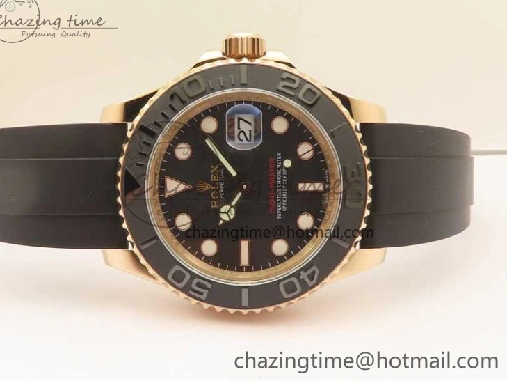 0405 Yacht-Master 126655 RG 3EF 1:1 Best Edition Black Ceramic Bezel on Black Rubber Strap VS Reliable 2488